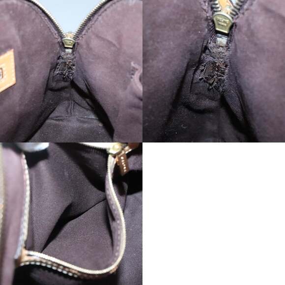 CELINE Macadam Canvas Hand Bag Pvc Leather Brown Gold - Picture 13 of 13